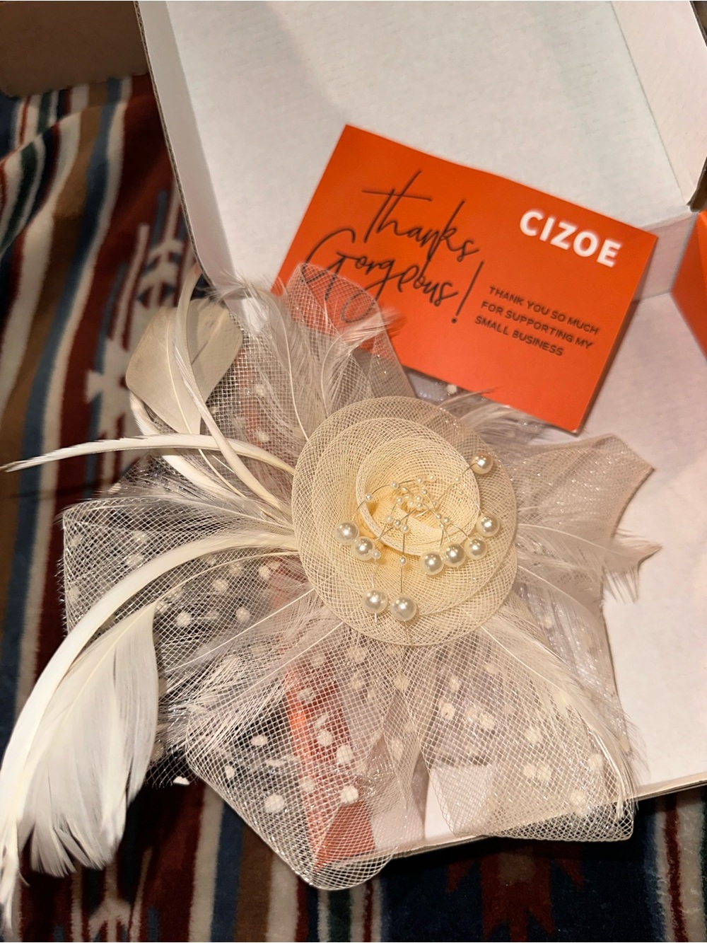 Cream Pearl Feather Fascinator Headpiece